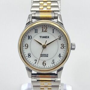 Vtg Timex Womens Watch Indiglo 25mm Silver Gold Tone WR Stretch Band New Battery